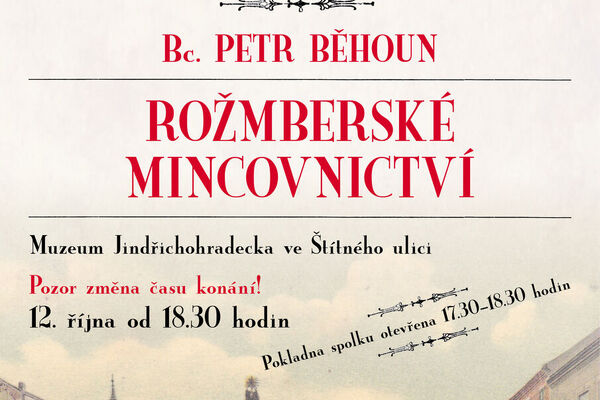 Plakát k přednášce Rožmberské mincovnictví